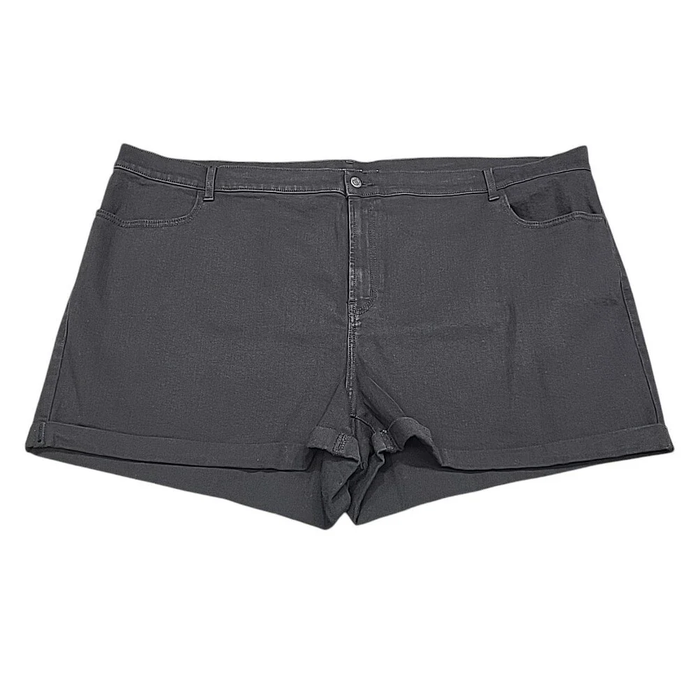 Old Navy Women's Mid Rise Shorts 28 Plus Size 4X Black Denim Shorts w Pockets